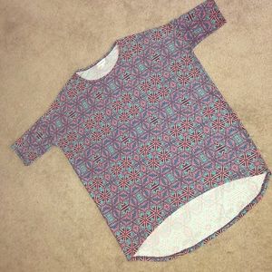 LuLaRoe Irma Blue Pink Short Sleeve